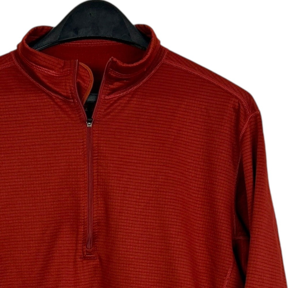 REI‎ Co-op Mens L Quarter Zip Grid Waffle Fleece Pullover Rust Hiking Midlayer